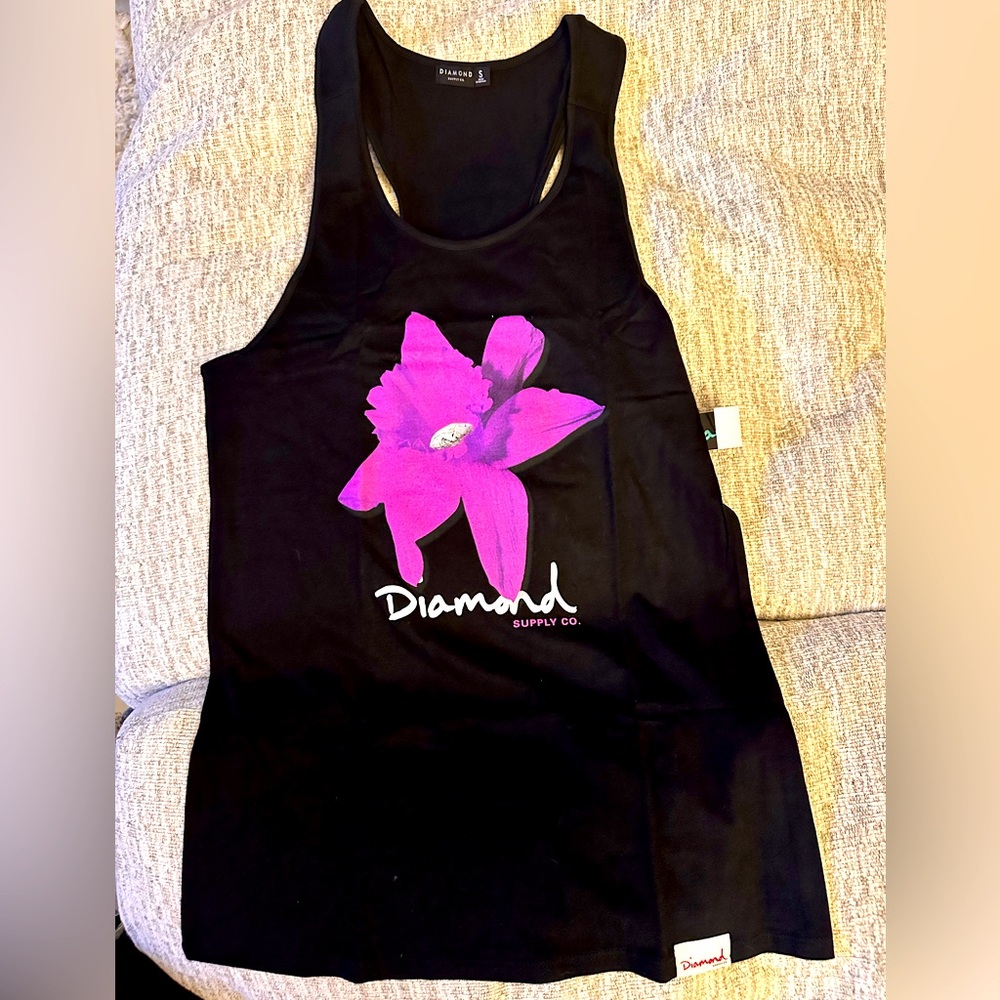 Diamond Supply Co. NWT purple blossomm tank unisex